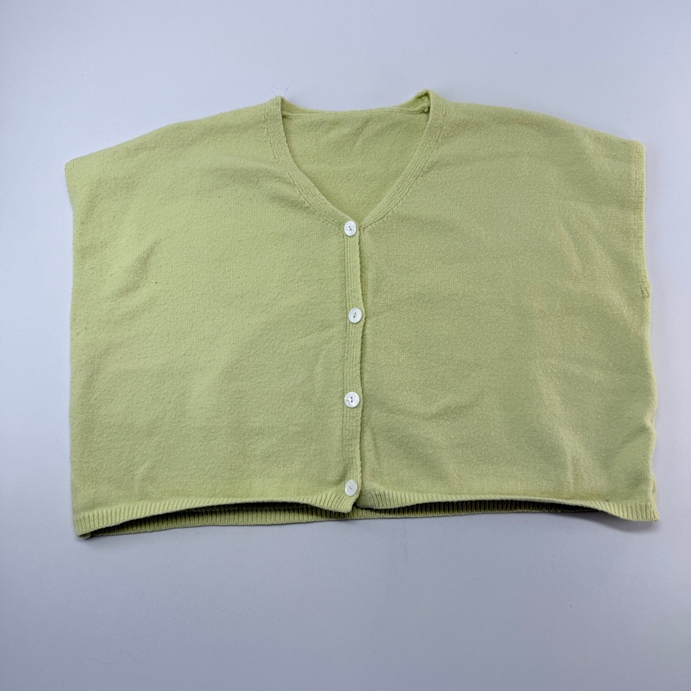 Sage Green Cropped Knit Button Front Vest V-Neck Sleeveless Cardigan 2XL